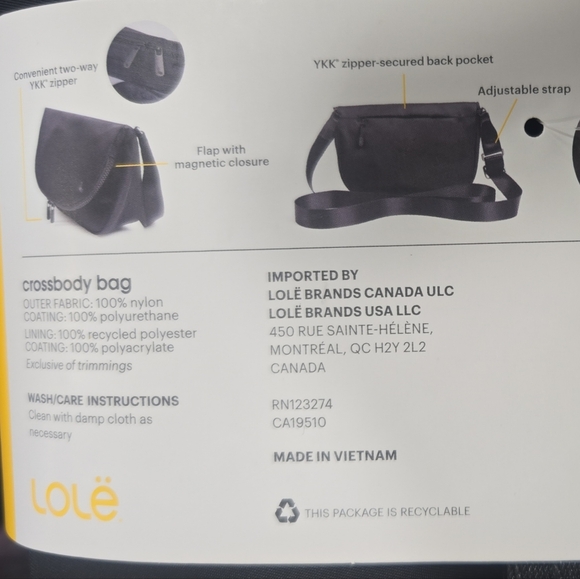 LOLE Crossbody Bag, Black, Unisex - Picture 5 of 6